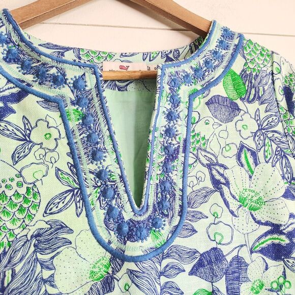 Vineyard Vines Bird Print Linen Blend Cordia Embroidered Shift Dress Preppy 0 - Picture 5 of 12